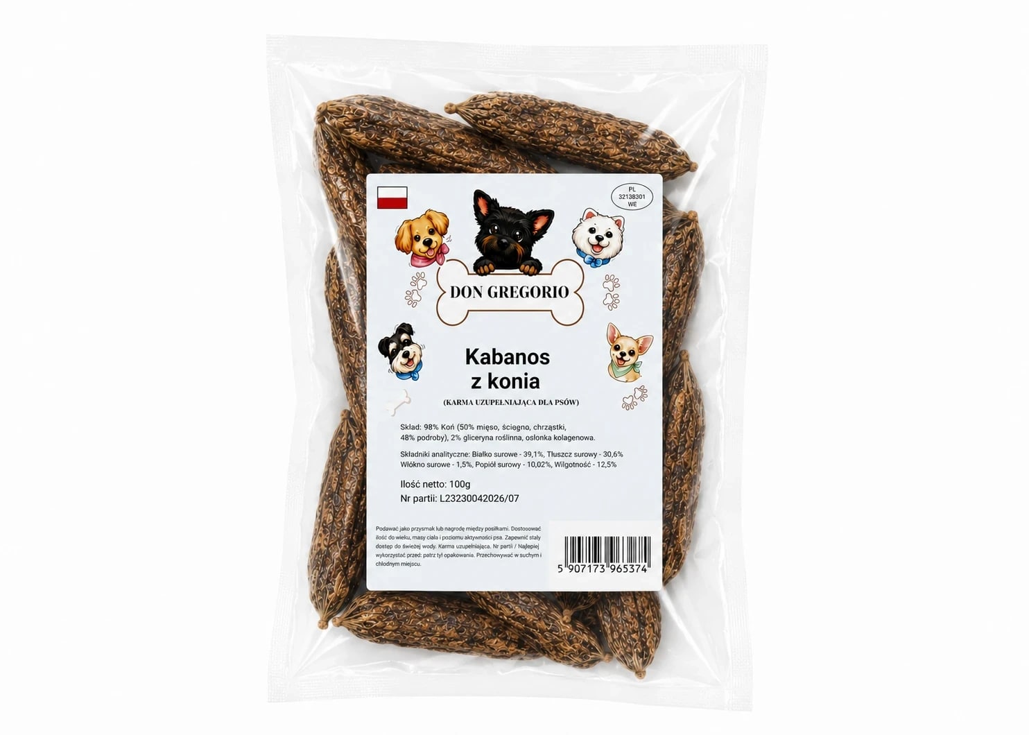 Zestaw Kabanosów dla psa DON GREGORIO – Mix Smaków (Jagnięcina, Jeleń, Koń) 3x100g - widok 2