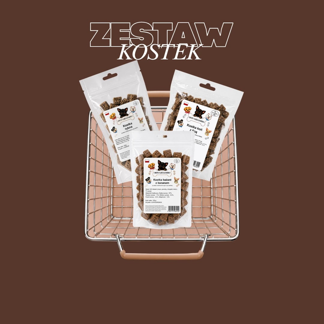 Don Gregorio Zestaw Kostek Treningowych: Ryba, Koń z Figą, Bażant z Bananem (3x190g)